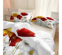 Watercolor Style Pattern Duvet Cover Flowers Poppies Flower Field Wild Bedding Set, Luxury Breathable Comforter Cover Cot-bed Duvet for Kids Man Woman - Soft Lightweight Bedding 120 x 150 cm