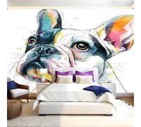 Watercolor Style Photo Wallpaper French Bulldog Wall Mural Non-Woven Art Print 250 x 180cm Wallpaper Mural Photo Kids Bedroom Office Living Room Home Poster Decoration