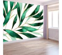 Watercolor Style Photo Wallpaper Planet Palm Leaves Stripes Large TV Background Wall Art 3D Murals 200 x 140 cm Wall Sticker Bedroom Living Room Hallway Sofa Backdrop Decor
