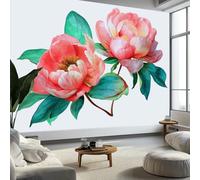 Watercolor Style Photo Wallpaper Wall Mural - High-Resolution Print, 200 x 140 cm Premium Non-Woven Fabric, Easy to Install Photo Wallpaper Flowers Peony Plants for Home Décor