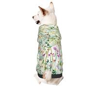 Watercolor Style Wildflower Printed Small Pet Hoodie, Breathable And Soft, Suitable For Indoor And Outdoor Use