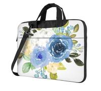 Watercolor Style with Floral Leaves Print Laptop Bag 13 inch, Shockproof Computer Bags with Anti-Static Lining, Convertible Shoulder/Crossbody Carry for Office, School, Travel