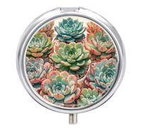 Watercolor Succulent Flower Pill Case Travel Pill Container Mini Travel Medicine Tablet Vitamin Holder Organizer Medicine Cod Liver Oil Storage