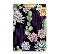 Watercolor Succulents Cactus Clipboard Portable Clipboards A4 Standard Size Clip Board with Low Profile Metal Clip for Nurses Teachers Coaches