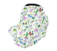 Watercolor Summer Cottage Butterfly Plant Flower Car Seat Covers for Babies Breathable Breastfeeding Cover Stretchy & Soft Shopping Cart Cover Shower Gifts