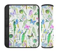 Watercolor Summer Cottage Butterfly Plant Flower Seat Shoulder Protector Belt Pad Covers for Adults Seatbelt Shoulder Pads for Boys Girls 2 Pack 10 * 7.7in
