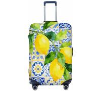 Watercolor Summer Lemon Tile Pattern Elastic Luggage Covers, Protective Suitcase Cover Dustproof Scratch Resistant Stretch Luggage Protector for Business Trip Travel, XL for 29-32 In Suitcases