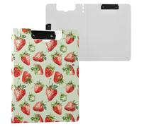 Watercolor Summer Strawberries Clipboard Folder, A4 Size Folder Clipboard with Pen Slot for Office School
