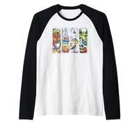 Watercolor Summer Vacation Nature Scenes Raglan Baseball Tee