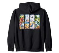 Watercolor Summer Vacation Nature Scenes Zip Hoodie