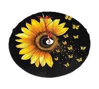 Watercolor Sunflower Butterfly Christmas Tree Skirt 30 Inch Floral Plush Xmas Tree Mat Holiday Decoratio Floor Protector for Home Party Festival
