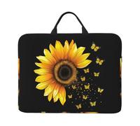 Watercolor Sunflower Butterfly Laptop Case 14 Inch Floral Laptop Bag for Women Men, Water-Resistant Business Computer Carrying Bag Shockproof Notebook Sleeve