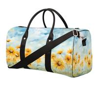 Watercolor Sunflower Field Sports Tote Gym Bag for Men & Women, Water Resistant Foldable Travel Duffel Bag, Lightweight Carry-On Weekender Overnight Bag for Workout Hospital