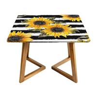 Watercolor Sunflower Floral Square Tablecloth with Elastic Edgs Flower Floral Fitted Table Cover Waterproof Topper Cap for Dining Wedding Party Picnic 150cm