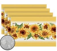 Watercolor Sunflower Placemats Set of 4 Spring Table Mats Spring Farmhouse Sunflower Decorations and Supplies for Home Kitchen Table-12×18''