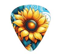 Watercolor-Sunflowers-Abstract 12 Pack Guitar Picks With 3 Thicknesses And Storage Box, Abs Plectrums For Electric Bass Guitar Players