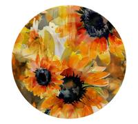 Watercolor Sunflowers Flowers Print Round Mouse Pad, Mousepad with Non-Slip Rubber Base, Computer Gaming Pads for Wireless Mouse, Easy Gliding