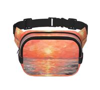 Watercolor Sunset Printed fashionable waist bag, unisex messenger bag, fashionable travel waist bag