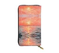 Watercolor Sunset Printed leather wallet, 7.5 x 4.1-inch long credit card holder, portable travel cash wallet