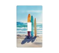 Watercolor Surfboards Standing in The Sand Light Switch Cover Decorative Single Toggle 1 Gang Wall Plate for Kitchen Farmhouse Bedroom Bathroom Art Decor