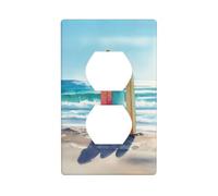 Watercolor Surfboards Standing in The Sand Outlet Cover Light Switch Cover Decorative 1 Gang Wall Plate for Kitchen Room Bathroom Size 7x11.4cm