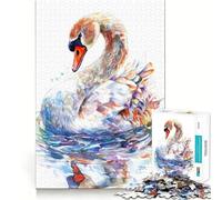 Watercolor Swan Jigsaw Puzzle1000 Pieces Mind Train Fun Clean Cut Sturdy Components Captivating Leisure for Cozy Indoors (38x26cm)