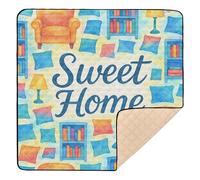 Watercolor Sweet Home Large Text Soft Thick Baby Play Mat for Indoor Outdoor Lightweight Kicking Mat for Baby Kids Toddlers Infants, 50'' x 50''