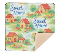 Watercolor Sweet Home Pattern 1 Soft Thick Baby Gym & Activity Mat for Indoor Outdoor 1-Piecing Infant Play Mat for Baby Kids Toddlers Infants, 50'' x 50''