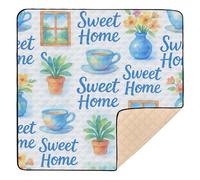 Watercolor Sweet Home Pattern 2 Soft Thick Baby Play Mat for Indoor Outdoor Cozy Breathable Kicking Mat for Babies Infants Toddlers, 50'' x 50''