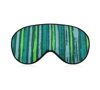 Watercolor Teal Blue Stripes Sleep Mask Green Blindfold for Sleeping Elastic Blackout Eye Mask Cover for Full Night's Sleep Travel and Nap