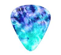 Watercolor Teal Blue Tie Dye,12 Pcs Guitar Pick,3 Different Thickness Plectrums for Acoustic Guitar Bass Ukulele (0.46mm 0.96mm 0.71mm)
