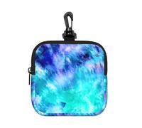 Watercolor Teal Blue Tie Dye, Square Zipper Storage Bag, Neoprene Coin Purse, Small Wallets, Change Pouch, Change Purse