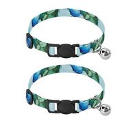 Watercolor Teal Kitten Bell Collar 2 Pack Kitten Collars Adjustable 10.6 to 17.1 Inches