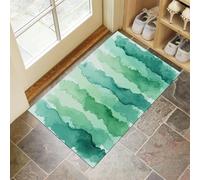 Watercolor Texture Door Mats Indoor 45 X 75 Cm, Machine Washable Inside Door Mat, Abstract Stripes Soft Doormats, Absorbent Entrance Rug, Anti-Slip Floor Mats For Front Rear Doors (Green)
