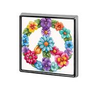Watercolor The Peace Symbol Colorful Flowers Unisex Brooches & Pins Square Lightweight Lapel Badge Jewelry for Clothing Shawl Hat