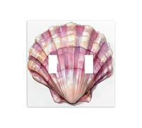 Watercolor The Pink Shell Double Gang Toggle Light Cover Wall Plate Switch Decor Standard Size - 11.4x11.4cm