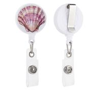 Watercolor The Pink Shell Retractable Badge Holder Reel Clip ID Card Holder for Doctor Nurse Student Office Worker