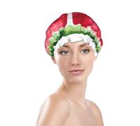 Watercolor The Watermelon Peace Prints Shower Cap Double Layer Lined Waterproof Bathing Shower Hat