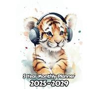 Watercolor Tiger 5 Year Monthly Planner 2024-2028: Large 60 Month Calendar | Gift For People Who Love Cats, Wildlife Animal Lovers | For Back To School, Office, Work | 8.5 x 11 Inches | 121 Pages | v3