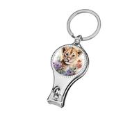 Watercolor Tiger Flower Nail Clipper for Men Women Portable Metal Nail Cutter with Nail File