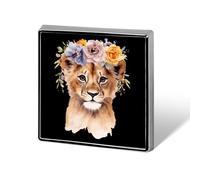 Watercolor Tiger Flower Square Badge Metal Lapel Pins Brooches for Clothing Decoration