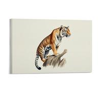 Watercolor Tiger Going Up The Mountain Poster on Light Background Poster Vintage Art, Wall Canvas, Decoration Aesthetic, Living Room, Kids Room Dormitory, Cafe, Bathroom, Suitable for Bedroom, Gym, Co
