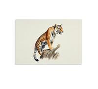 Watercolor Tiger Going Up The Mountain Poster on Light Background Poster Vintage Art, Wall Canvas, Decoration Aesthetic, Living Room, Kids Room Dormitory, Cafe, Bathroom, Suitable for Bedroom, Gym, Co