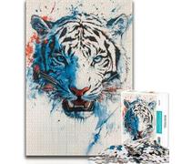 Watercolor Tiger JigsawPuzzle 1000 Pieces for Teenagers,Challenging Family Activity Games DIY Toy for Home Wall Decor Gifts (50x75cm)
