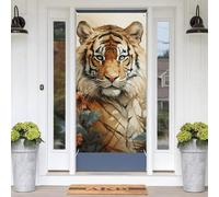 Watercolor Tiger Pattern Door Banners for Front Doors, Spring Summer Decorative Door Cover Welcome Porch Banner Decoration Hanging Wall Background for Party Supplies Indoor Outdoor Home Decor
