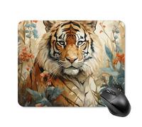 Watercolor Tiger Pattern Mouse Pad Square Laptop Mouse Mat Cute Computer Mousepad Keyboard Pad Non-Slip Desk Pads for Gaming Office Work Home 20 * 25cm