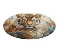Watercolor Tiger Pattern Round Area Rug Non Slip Backing Doormat Water Absorbent Plush Throw Low-Pile Non-Slip Floor Mat Carpet for Living Room Bedroom Entryway Nursery Room 80 * 80cm