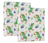 Watercolor Tree Frogs White Three Ring Binder 1.5 Inch, Flexible D Ring Binder with Pockets, 3 Ring Binders for School, College, Office (one sizex2)