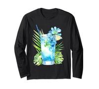 Watercolor Tropical Blue Cocktail Summer Drink Long Sleeve T-Shirt