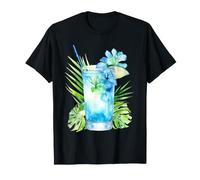 Watercolor Tropical Blue Cocktail Summer Drink T-Shirt